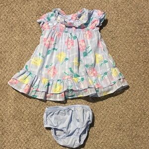 Janie and Jack Hydrangea Pattern Dress with Bloomers